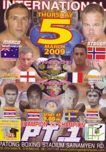 Patong Stadium Fight Card Poster March 5, 2009
