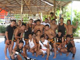 Matthew Semper with friends and family at Tiger Muay Thai, Phuket, Thailand